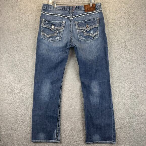 Big Star Pioneer Boot Cut Jean Mens 36R Med Wash Distressed Cowboy Rodeo Ranch